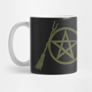 Gothic Bronze Pent, Besom & Blade Mug